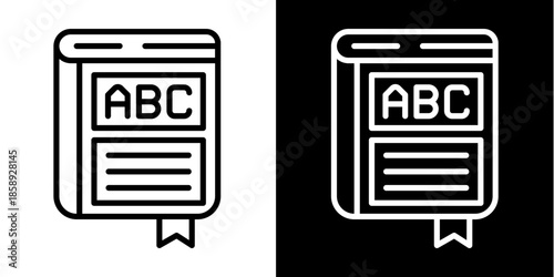 Book Icon Set White Style Collection