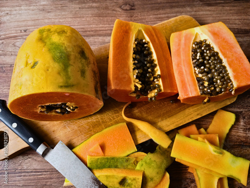 Wallpaper Mural sliced fresh papaya Torontodigital.ca