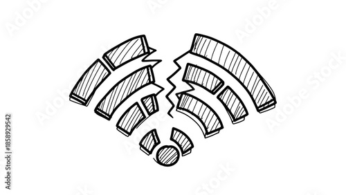 Broken Wi-Fi Symbol Illustration Representing Connectivity Issues.