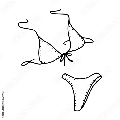 simple bikini swimsuit line art outline