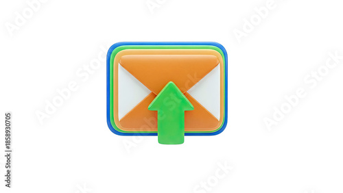 Free Download 3D Icon of an Envelope with an Upload Arrow - GFXLoad