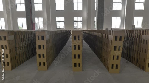 Bricks stored in the brick factory warehouse. High quality 4k footage