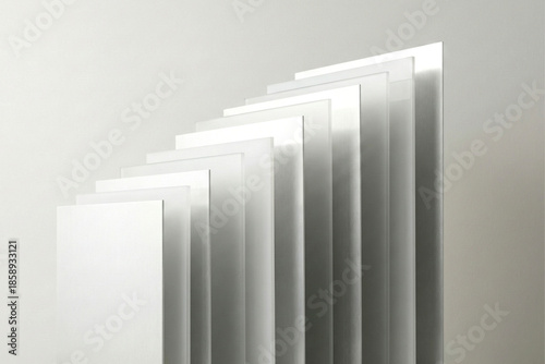 Stacked White Rectangular Panels In Ascending Order image photo