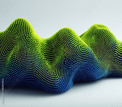 Abstract 3 d rendering of topographic landscape with digital dot patterns