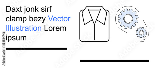 Industry, workforce, business, teamwork, innovation, mechanical design. Business shirt icon with adjacent gear mechanism. Industry and workforce concept through modern icons