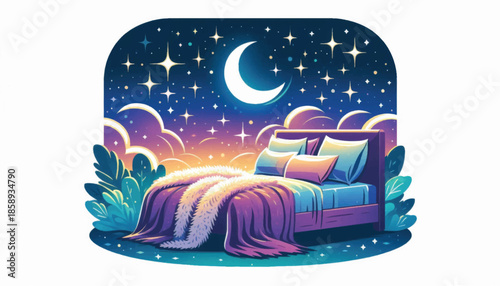 Cozy Bed with Soft Pillows and Blanket for a Restful Sleep.