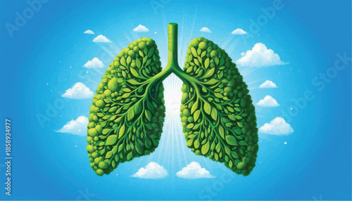Green Leaf Lungs Symbolizing Healthy Respiration and Environmental Wellness.