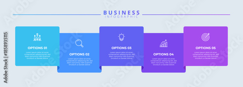 Infographic thin line design with icons and 5 options or steps. Infographics for business concept. Can be used for presentations banner, workflow layout, process diagram, flow chart