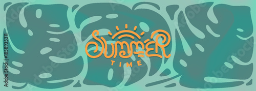 Tropical palm leaves background. Vibrant summer foliage design for posters, banners, covers, and promotional materials. Fresh summertime concept vector illustration.