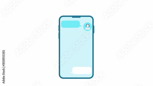 Minimal flat animation of a smartphone app interface screen with clean layout, representing mobile application design, user interface, and modern digital technology on a white background