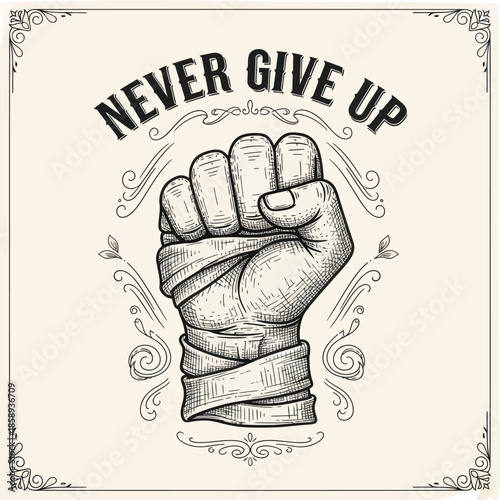 Hand with Bandages and Fist Gesture.