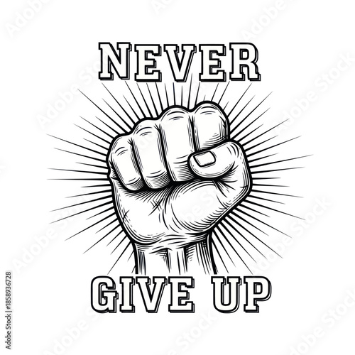 Clenched Fist Illustration with Determination.