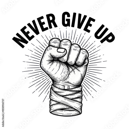Clenched Fist with Bandage and Motivation.