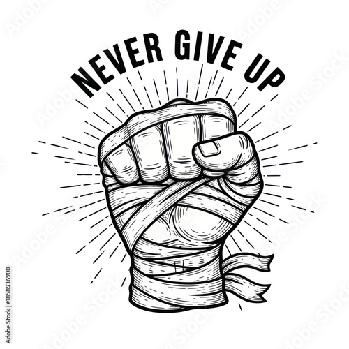 Clenched Fist Wrapped in Bandages Illustration.