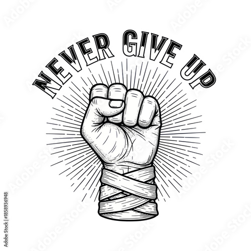 Clenched Fist Illustration with Bandage.