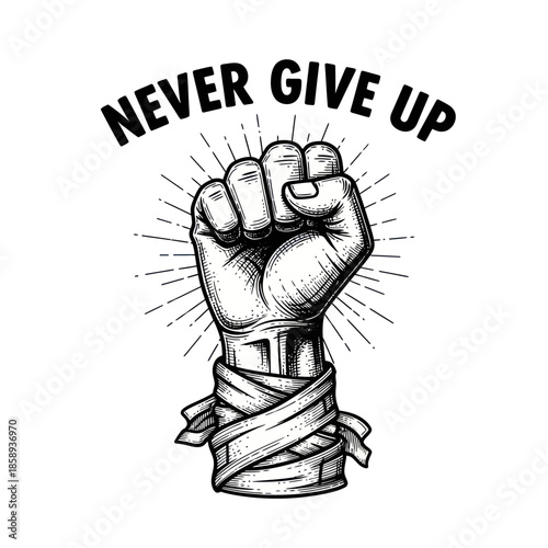 Clenched Fist with Bandage and Inspiration.