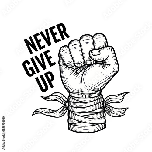 Illustration of Clenched Fist with Bandages.