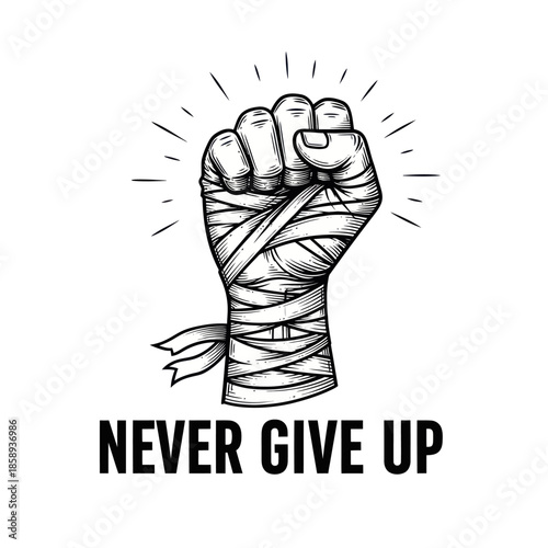 Clenched Fist Wrapped in Bandages Illustration.