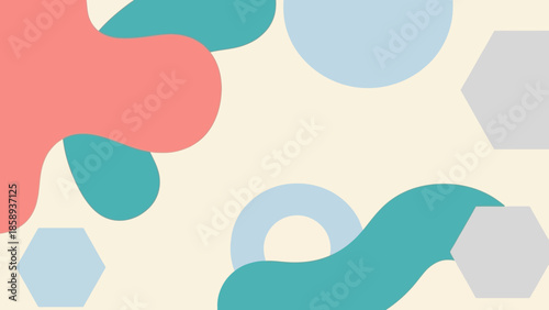 Abstract fluid art composition with organic shapes and geometric elements in shades of blue on a dark background