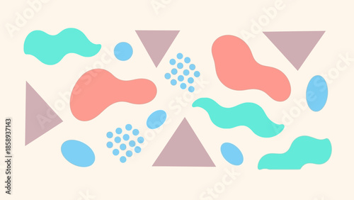 Abstract background with pastel shapes and patterns, modern and playful design