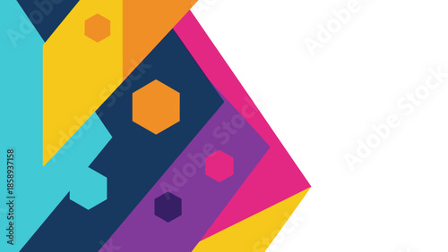 Colorful Geometric Abstract Background with Hexagons and Diagonal Lines
