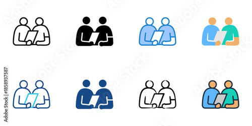 Consulting icons set multiple style collection. Editable stroke 
