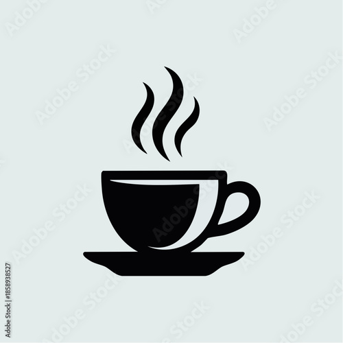 Silhouette vector of coffee cup with steam, lifestyle icon, bold black shape