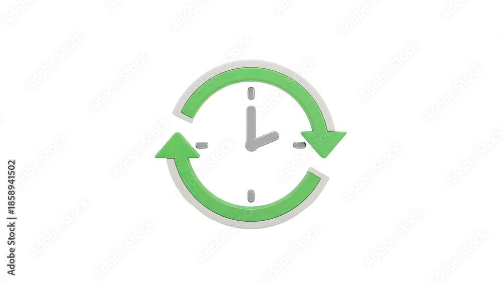 Obraz premium 3D Clock with Recycling Arrows