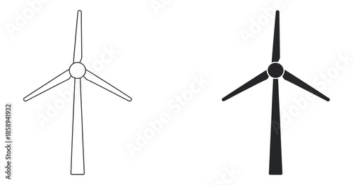 Wind Turbine Icon Line, Illustration, Featuring Renewable Energy Symbol