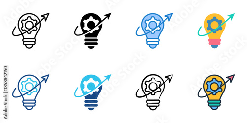 Innovation icons set multiple style collection. Editable stroke 
