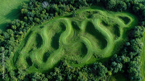 Vibrant Green Hills Showcase Intricate Patterns Under a Clear Blue Sky in a Serene Outdoor Landscape