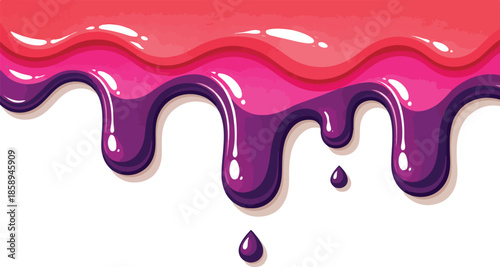 Dripping Glossy Pink Purple Liquid Isolated on White Background Vector