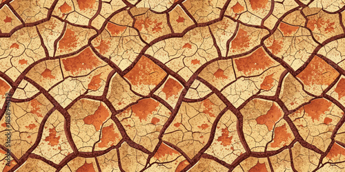 Cracked dry earth texture with warm earthy tones, creating a natural and rugged landscape feel.