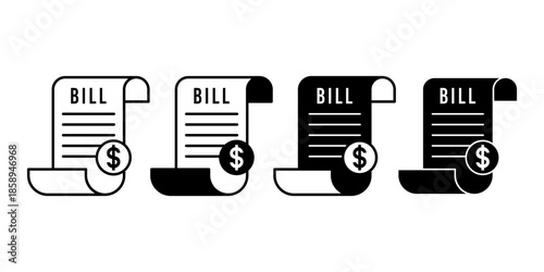 Bill Payment Black Icon Bundle for Financial Service
