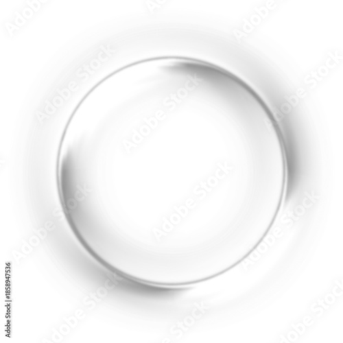 A minimalist abstract white circle with subtle grey shading and a soft shadow on a clean background.