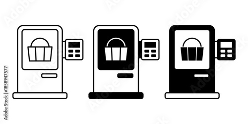 Self Checkout Black Icon Bundle for Automated Payment