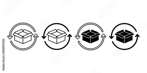 Return Package Black Icon Bundle for Refund Process