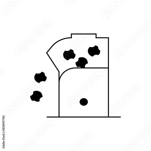 Modern Popcorn Maker Machine Popping Kernels Producing Delicious Snack Food Isolated on White Background, Vector Art