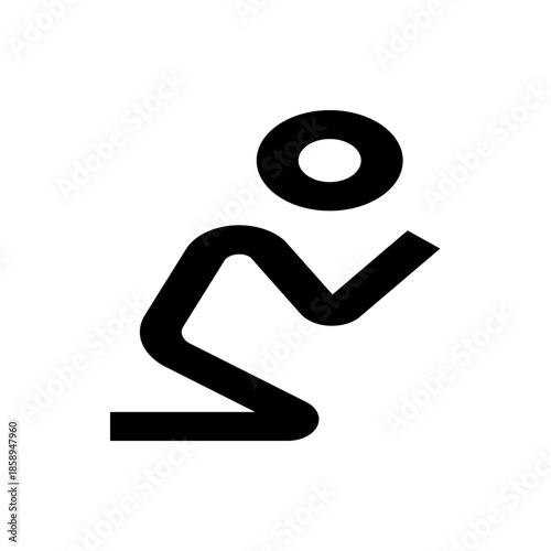 Stylized Human Figure in Prayer Pose, Kneeling Down, Hands Clasped, Expressing Devotion and Spiritual Contemplation