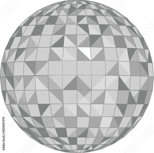 Geometric Style Triangle Sphere Illustration with Multiple Gray Shades Design Element