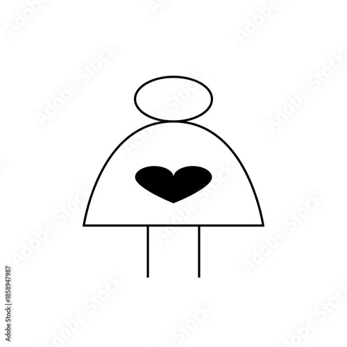 Simple Silhouette of a Pregnant Woman with a Heart Symbol Representing Love and Care for Motherhood