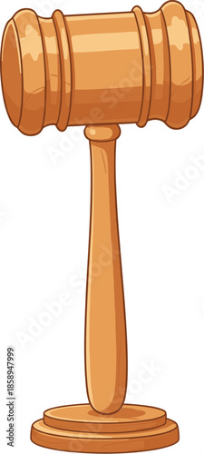Cartoon Wooden Gavel Illustration of Justice Legal Law Instrument