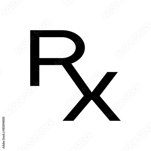 Prescription Symbol Rx on White Background - Medical Health Care Concept, Pharmacy, Doctor Consultation, Treatment Plan, Medicine Order