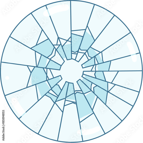 Simple Flat Broken Glass Round Shape Illustration Icon Graphic Element