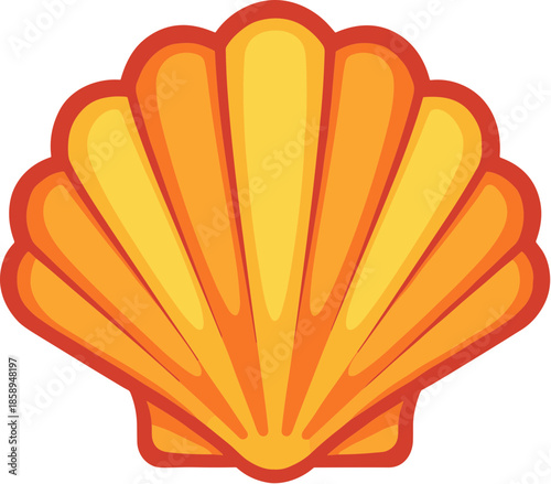 Simple Flat Design Shell Isolated on White Background Illustration