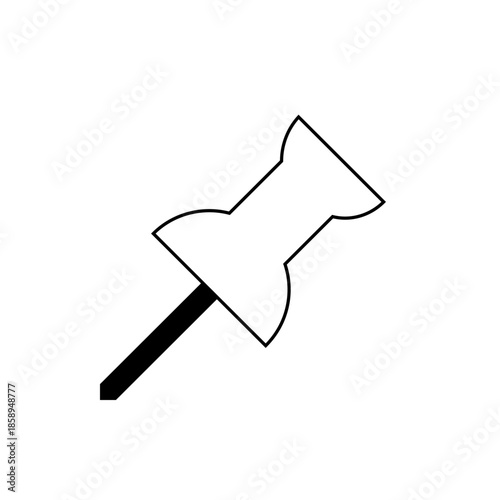 A Simple Line Art Illustration of a Drawing Pin, Featuring a Sharp Metal Point and a Flat Head Against a White Background