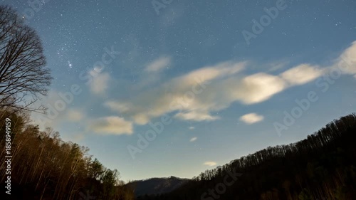 Starry Sky Timelapse Over the Appalachian Mountains