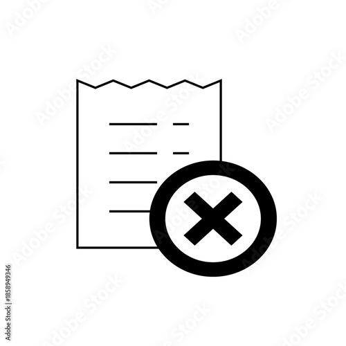 A vector graphic illustration of a document with a cancel symbol