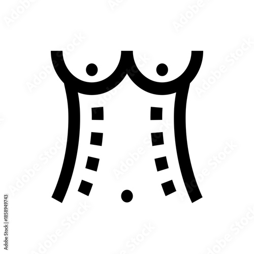 Outline of a female torso showing cosmetic surgery markings, symbolizing aesthetic body contouring and aesthetic procedures.