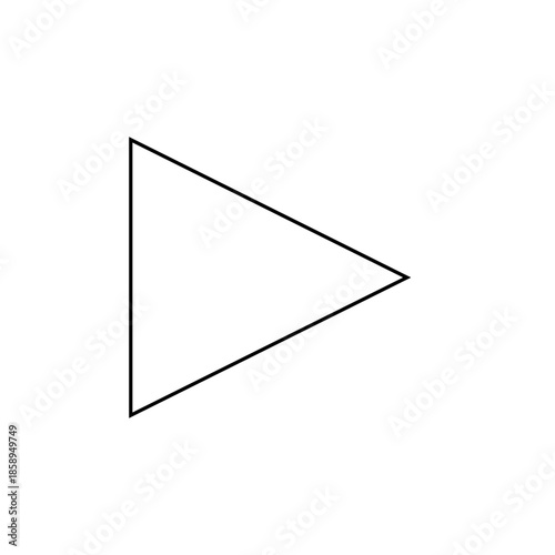 Simple White Triangle Arrow Shape Pointing Right, Minimalist Geometric Icon Symbolizing Play, Start, Forward Direction, Next Button, Interface Element